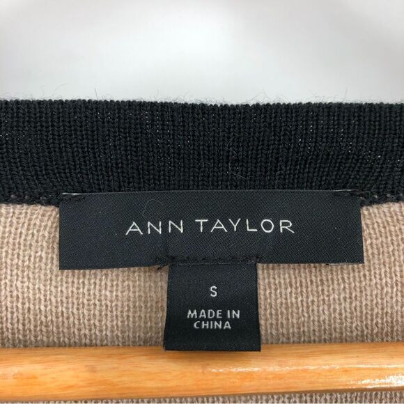 Ann Taylor Tipped Coatigan In Light Tan Melange Womens S Button Front Wool - Picture 4 of 12